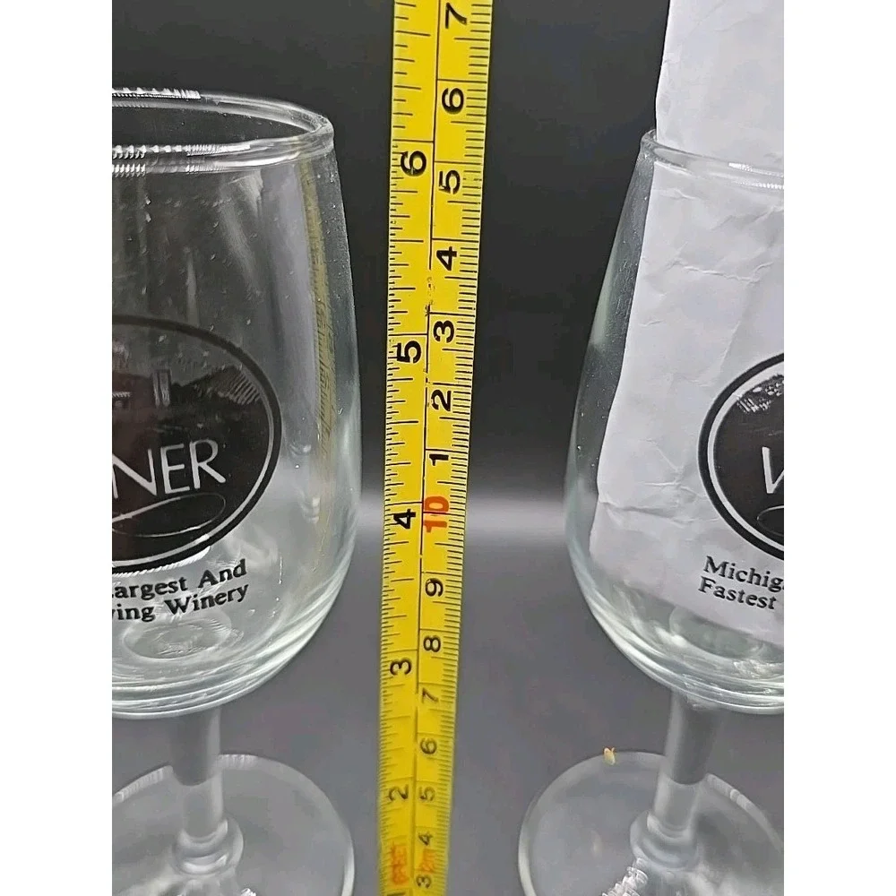 Vntg Warner Michigan's Largest & Fastest Growing Winery Tasting Stem Glass Set 2 - Picture 3 of 6